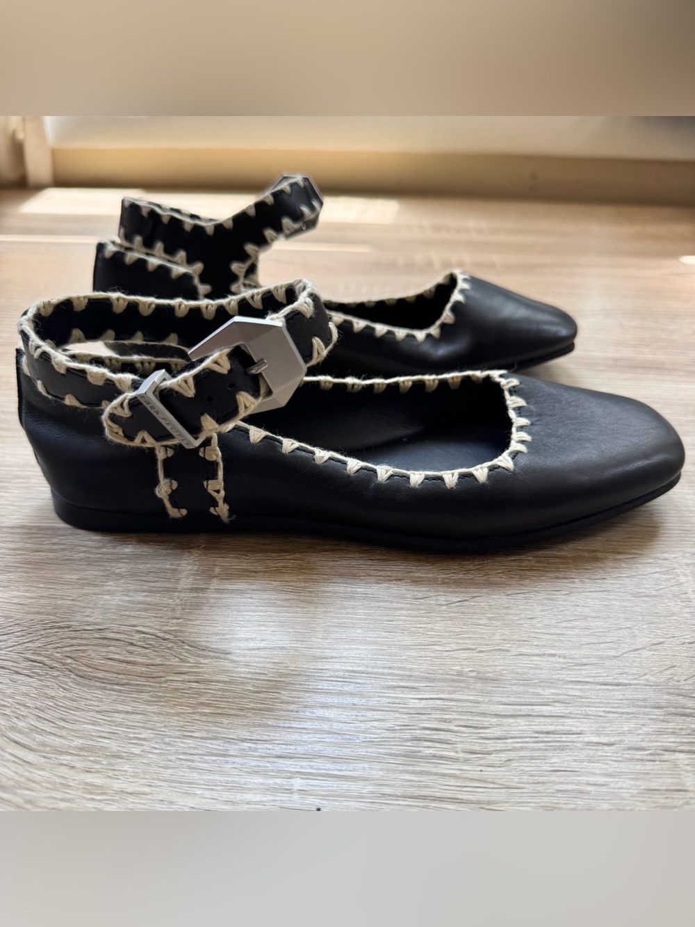 New Free People Crochet Mystic Mary Jane Flats Black 7.5 - Picture 10 of 13